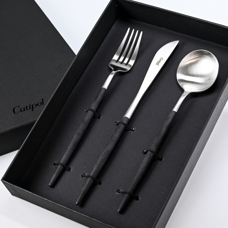 クチポール Cutipol GOA ゴア ブラック 3点セット 3本セット ディナー ナイフ フォーク スプーン 洋食器